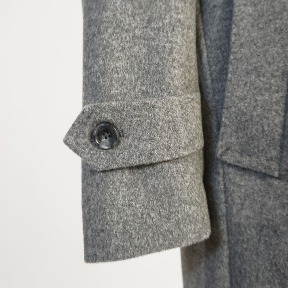 カシミヤブレンド ステンカラー ハーフコート グレー メンズ ウール