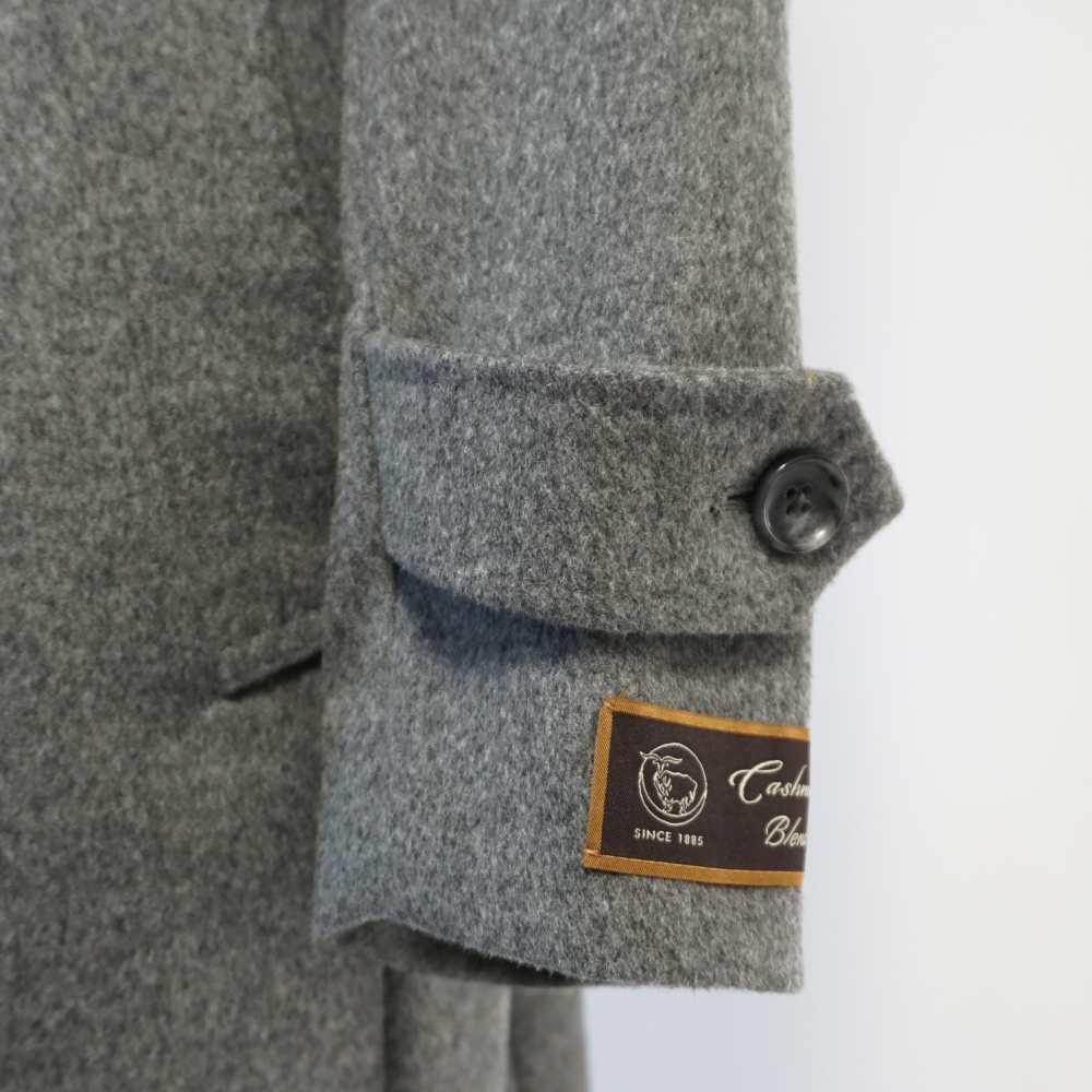 カシミヤブレンド ステンカラー ハーフコート グレー メンズ ウール