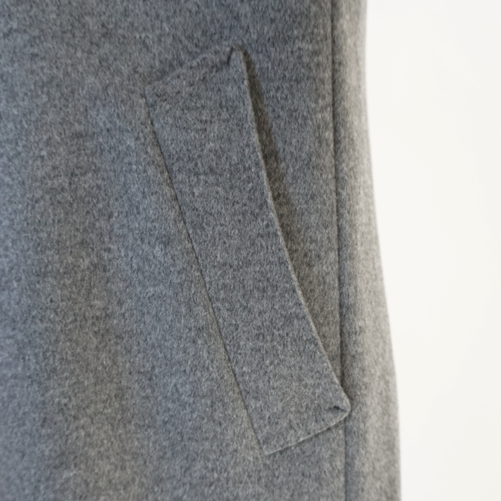 カシミヤブレンド ステンカラー ハーフコート グレー メンズ ウール