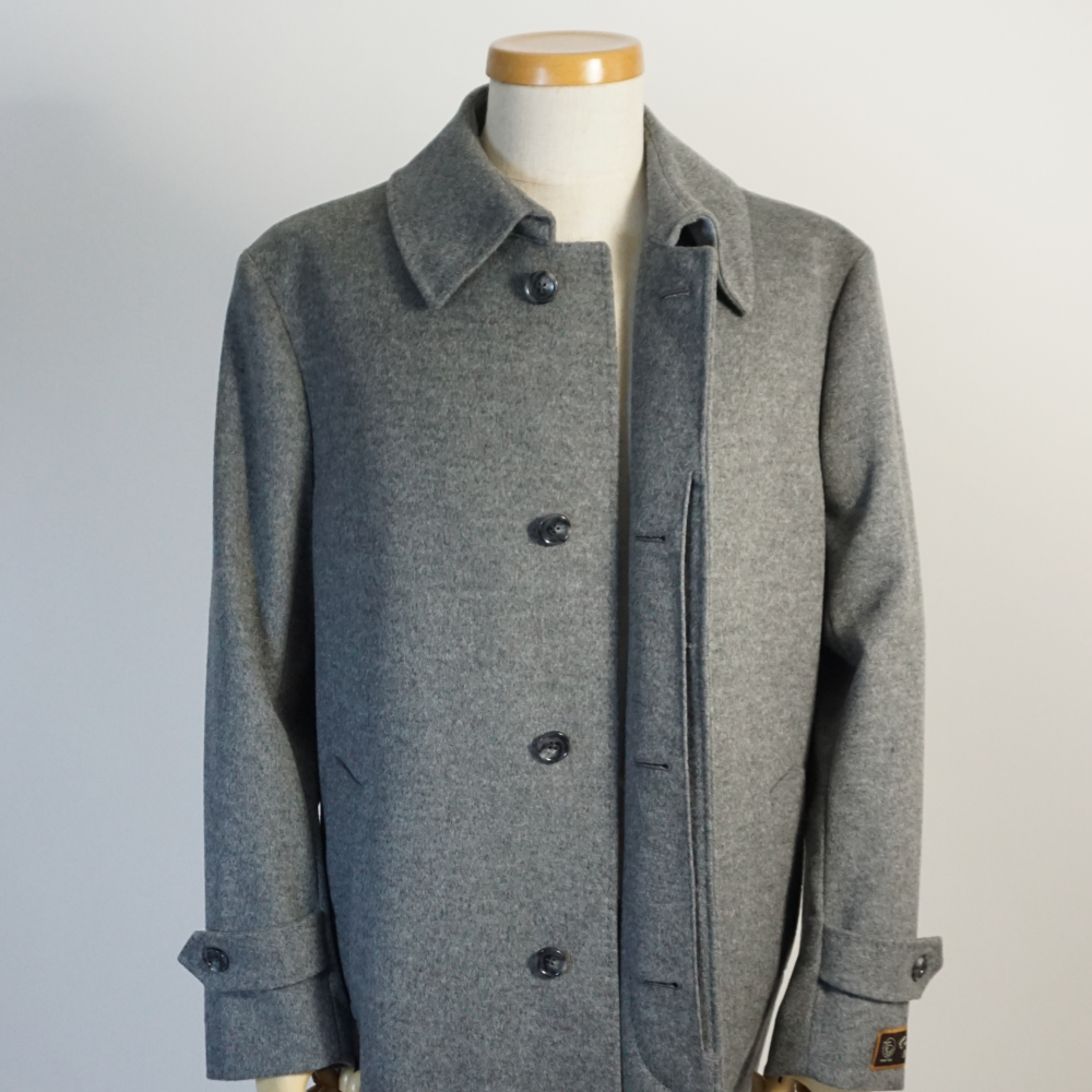 カシミヤブレンド ステンカラー ハーフコート グレー メンズ ウール