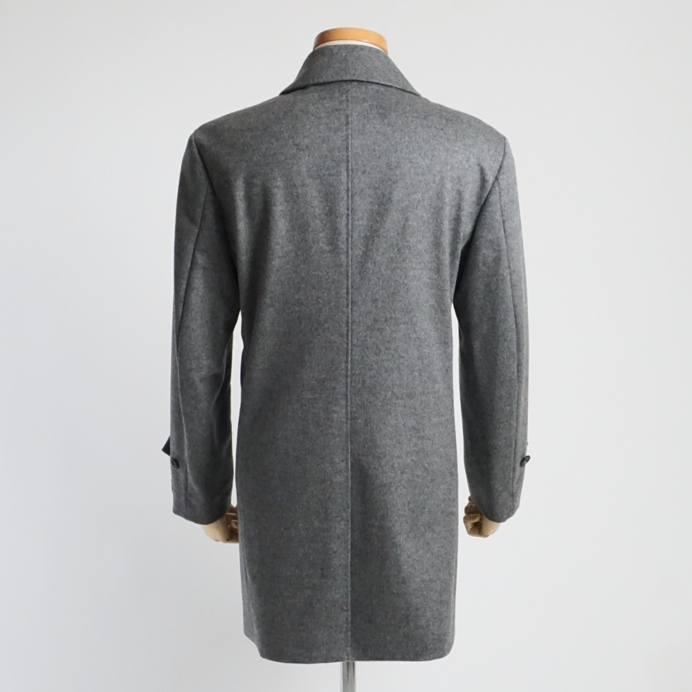 カシミヤブレンド ステンカラー ハーフコート グレー メンズ ウール