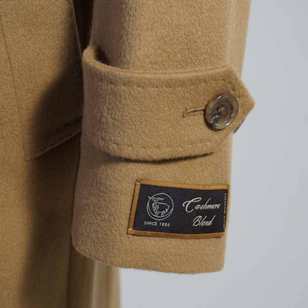カシミヤブレンド ステンカラー ハーフコート キャメル メンズ ウール