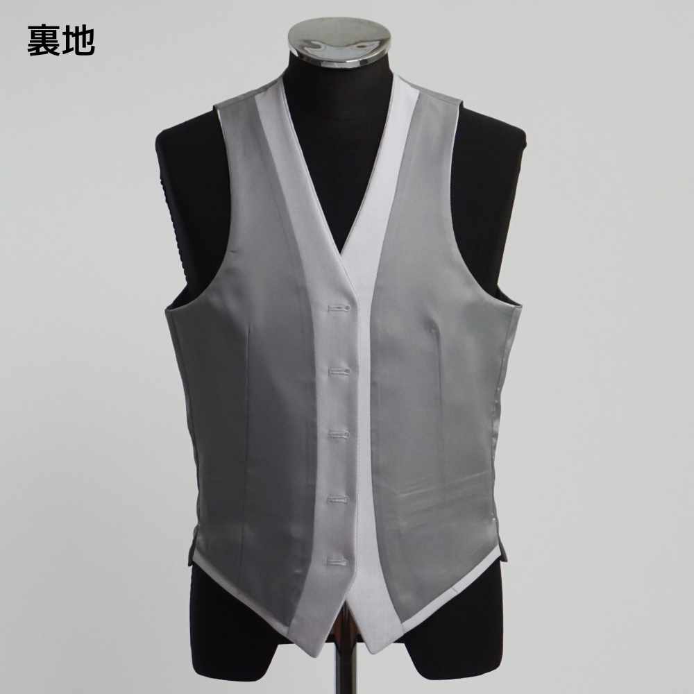 フォーマルベスト メンズ シルバーグレー 光沢感有り 日本製 ウール50