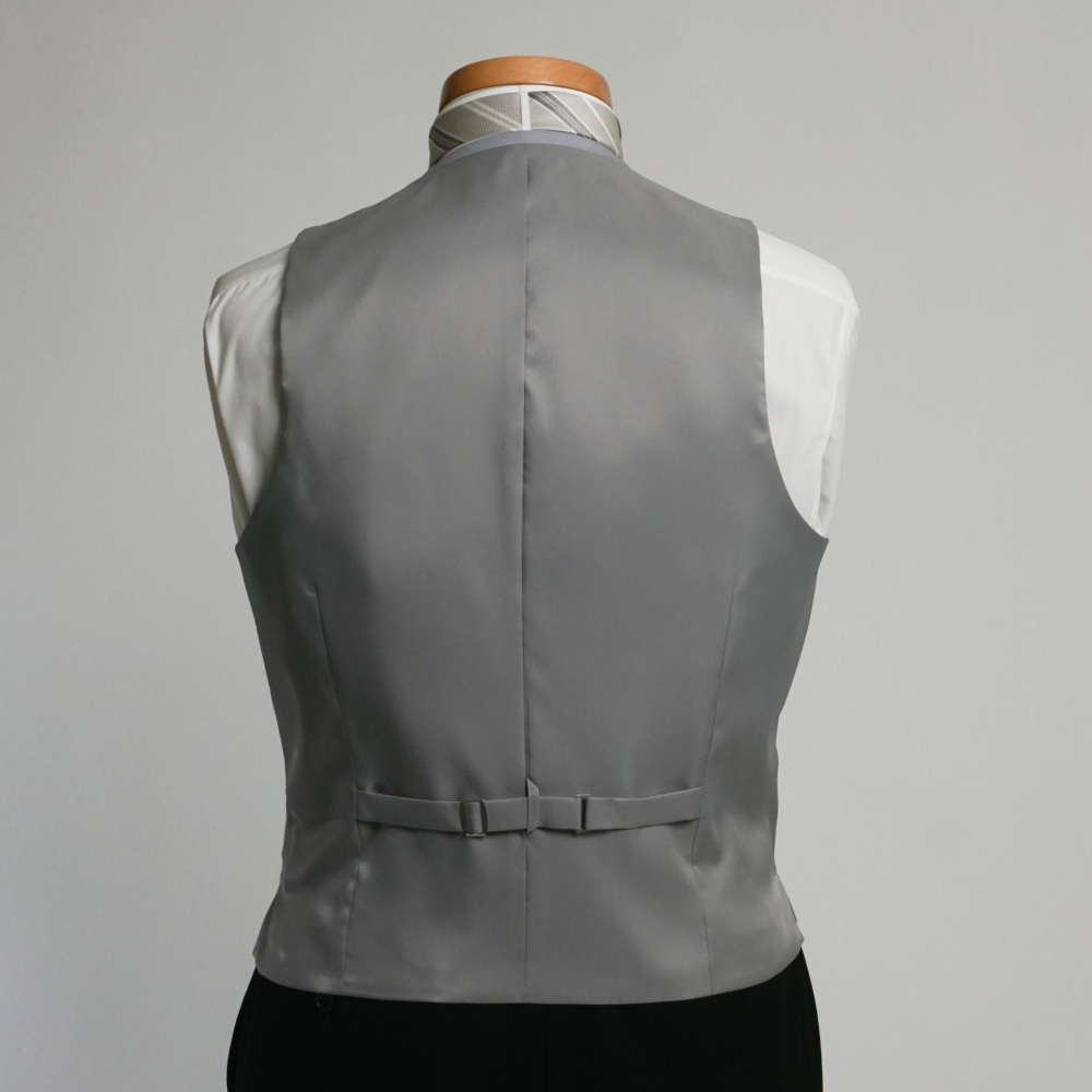 フォーマルベスト メンズ シルバーグレー 5ボタン ウール100%前身頃