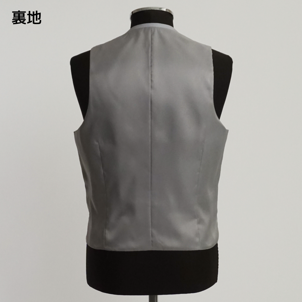フォーマルベスト メンズ シルバーグレー 5ボタン ウール100%前身頃