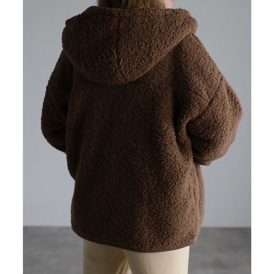 ボア ボアジャケット アウター レディース ファッション 秋 冬 30代 代 40代 ゆったり 大きめ もこもこ フード付き ママファッション カジュアル Anlulu 通販 Yahoo ショッピング