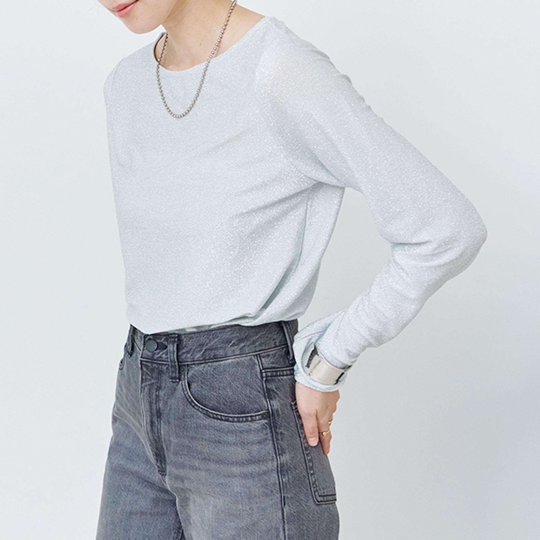 tシャツ レディース 長袖 無地 春 秋 クルーネック : anlulu