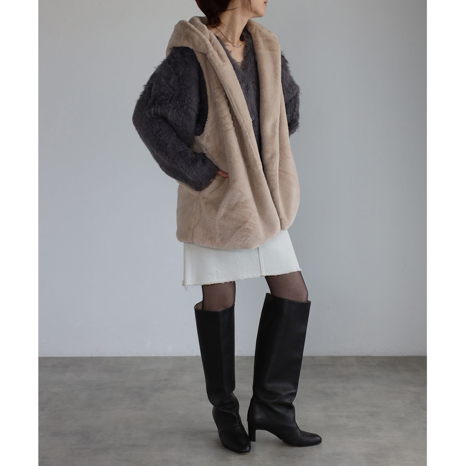 ファーベスト レディース フェイクファー ベスト フード : anlulu