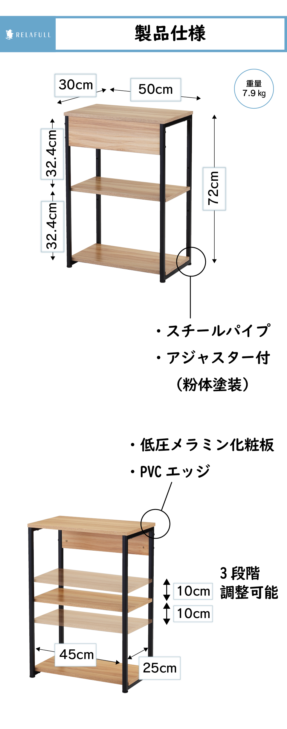 TOKIO コンパクトシェルフ (棚無) SLF23 高さ72cm 保育園 机 テーブル