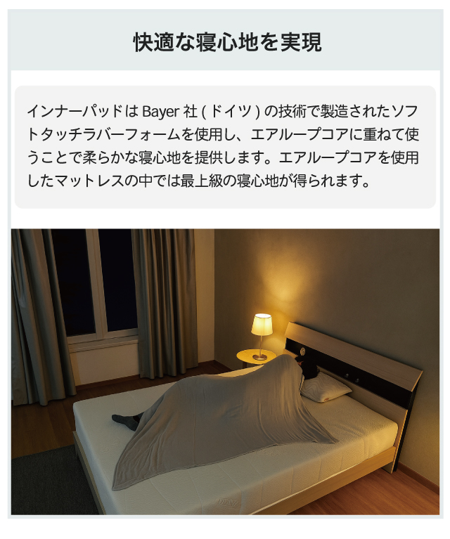 マットレス エアループ [MA-X(クロス)] 開梱設置無料 体圧分散 ノンコイル 2cm厚ラバー 通気性 軽量 抗菌防臭 樹脂 Air LOOP 2年保証【O】の画像