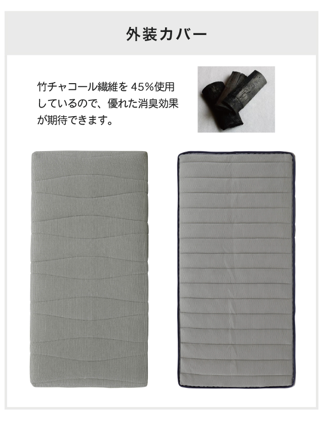 マットレス エアループ オメガ [MA-ヴァンガード] 開梱設置無料 竹炭生地 消臭 Air LOOP 体圧分散 ノンコイル 通気性 軽量 抗菌防臭 樹脂 2年保証【O】の画像