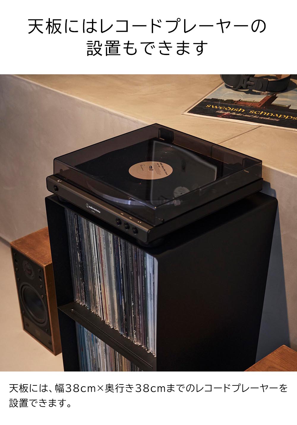 無垢材のレコードディスプレイレール　4枚用2本セット　取付ピンタイプ tower 山崎実業 レコードラック タワー 2段 キャスター レコード