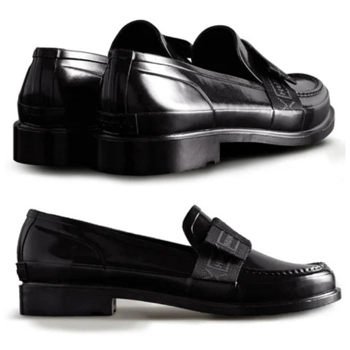 未使用　HUNTER ブラックハンター リファインドボウグロスペニーローファー レディース リファインド ボウ グロス ペニー ローファー - ブラック