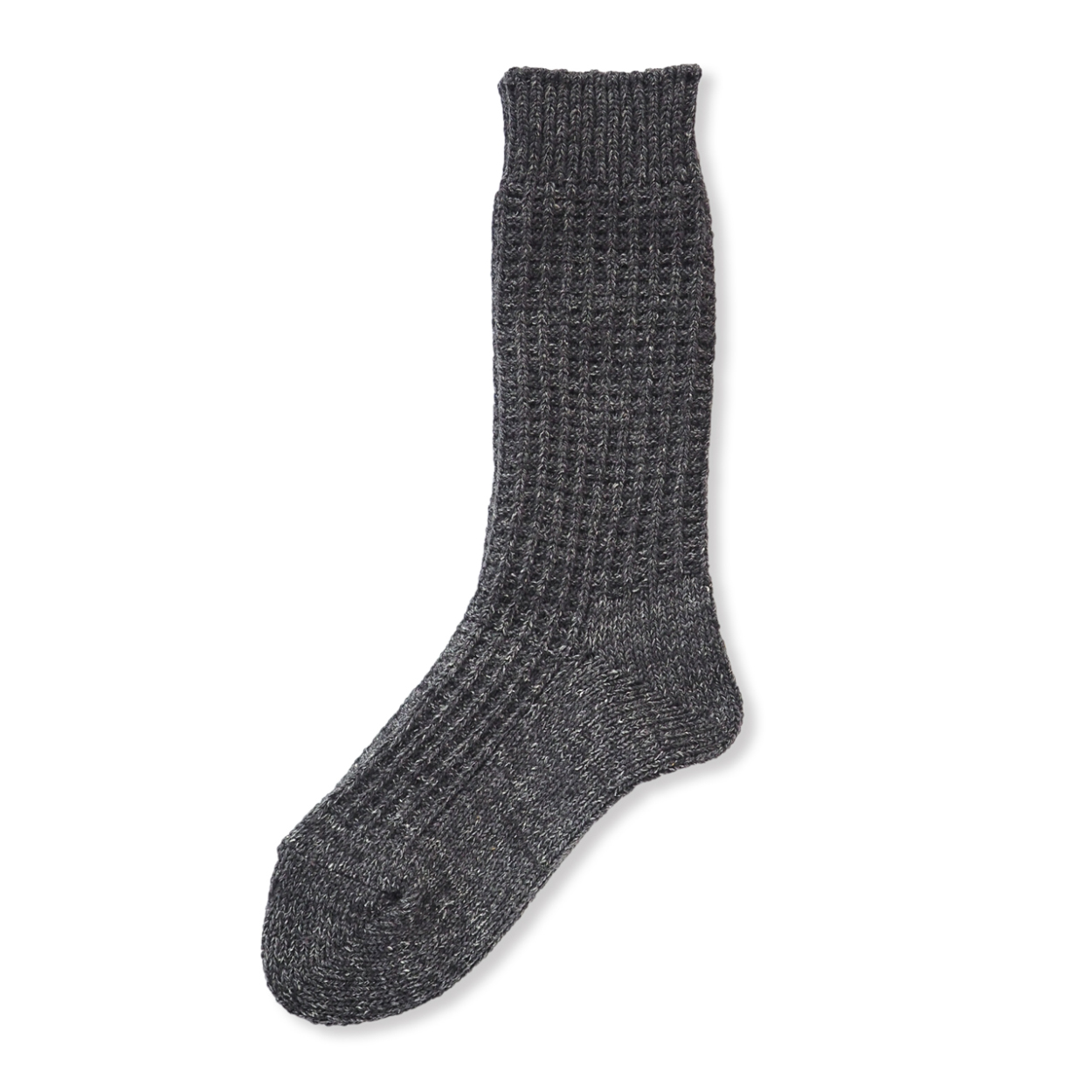 奈良 靴下 日本製 創喜 WOOL SILK ツイードワッフル ウールリブクルー メンズ レディース ギフト シルク コットン 綿 保温 吸湿 ローゲージ ロング |  | 01