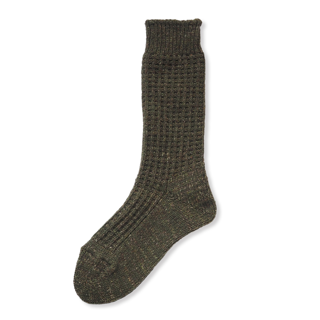 奈良 靴下 日本製 創喜 WOOL SILK ツイードワッフル ウールリブクルー メンズ レディース ギフト シルク コットン 綿 保温 吸湿 ローゲージ ロング |  | 03