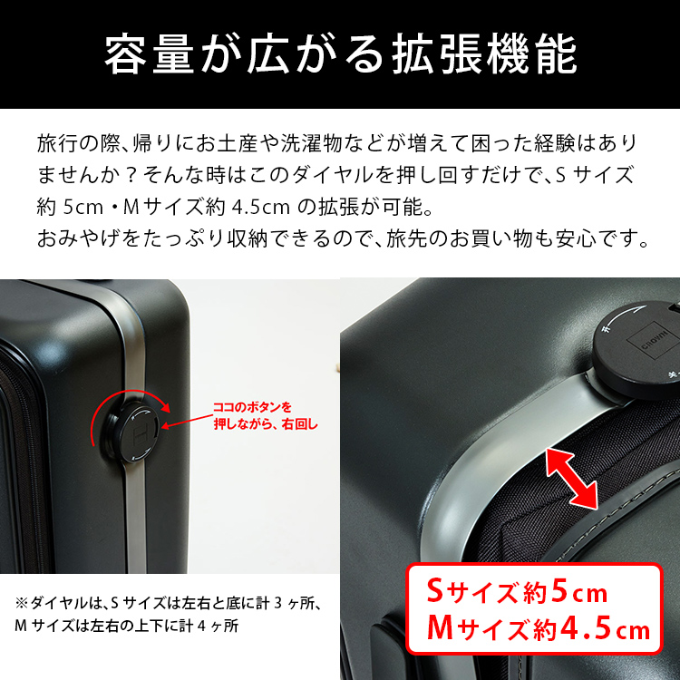 スーツケース Mサイズ フロントオープン エキスパンダブル機能 TSA