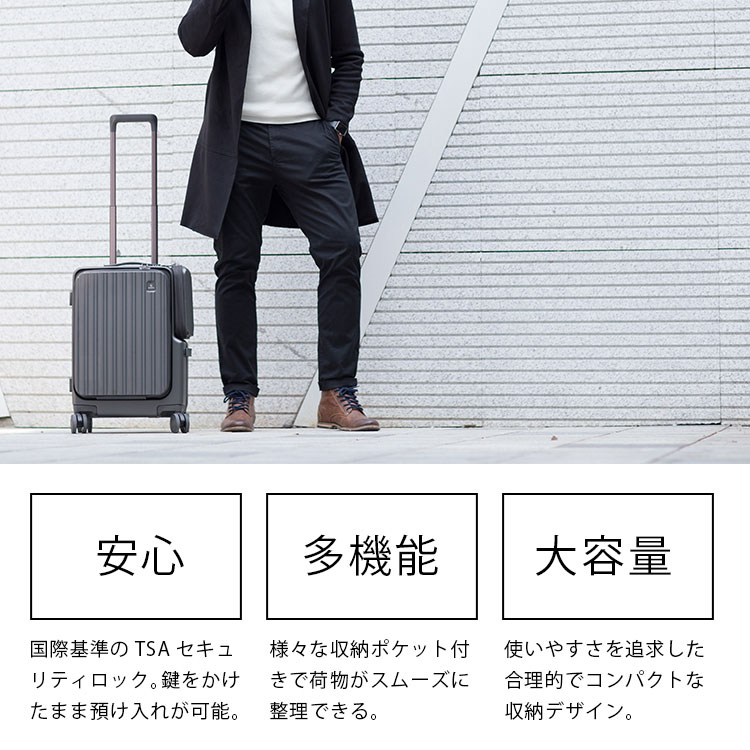 スーツケース Sサイズ 機内持ち込み フロントオープン 前開き TSA