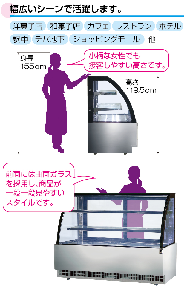 レマコム 冷蔵ショーケース 高湿対面 リヨン 幅1200mm RCS-K120S2LA