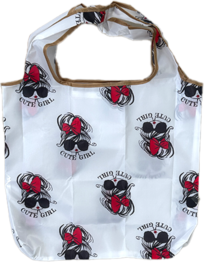 エコバッグ 大容量 洗える 折りたたみ ショッピングバッグ 小さめ 大きめ サングラスガール ポケット付き 選べるサイズ | ブランド登録なし | 05