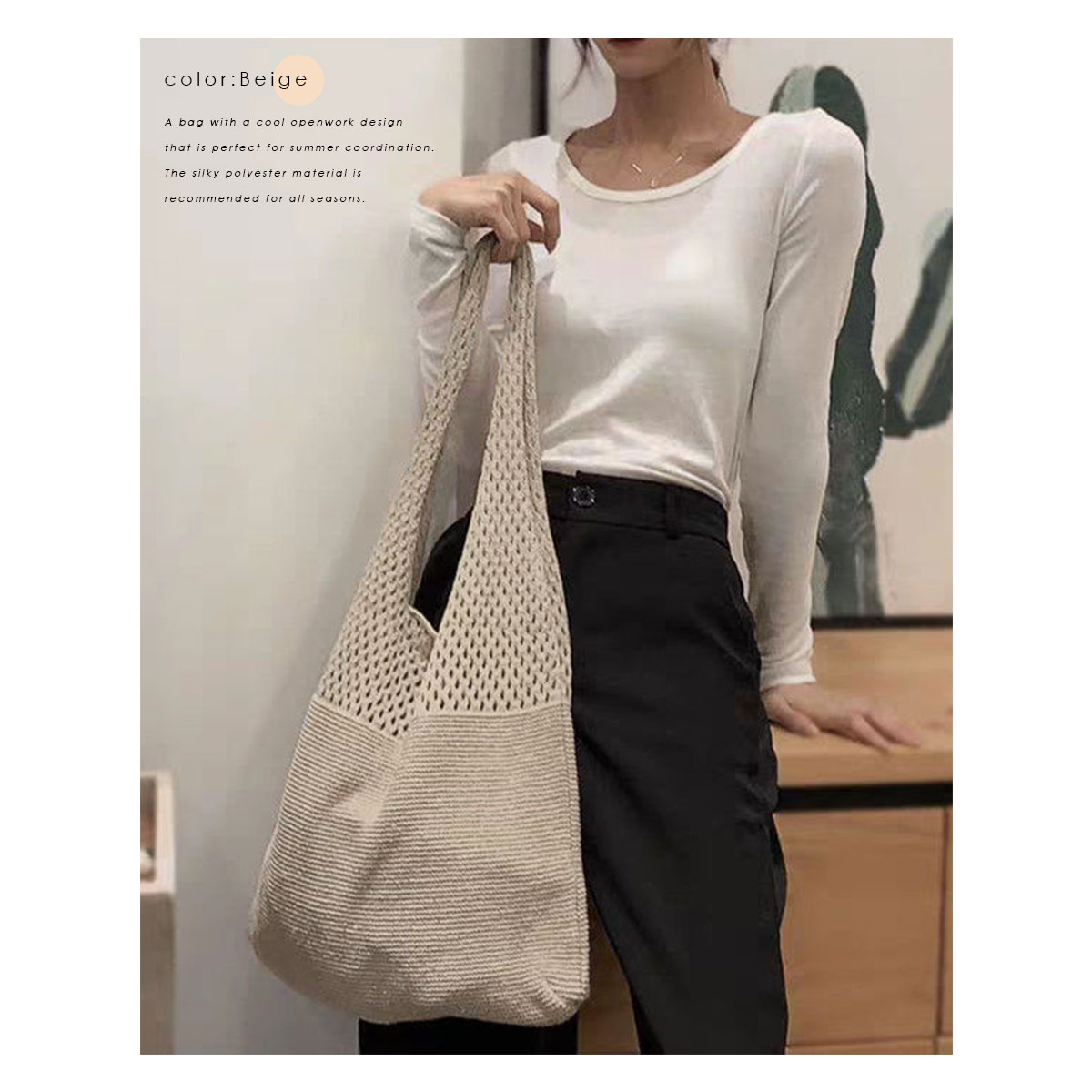 ポティオール コットン 麻 編み込み メッシュ トートバッグ DULTON トートバッグ COTTON HALF MESH BAG S/コットン ハーフ
