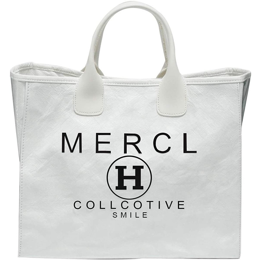 トートバッグ レディース 大容量 軽い ビニール バッグ おしゃれ ロゴ