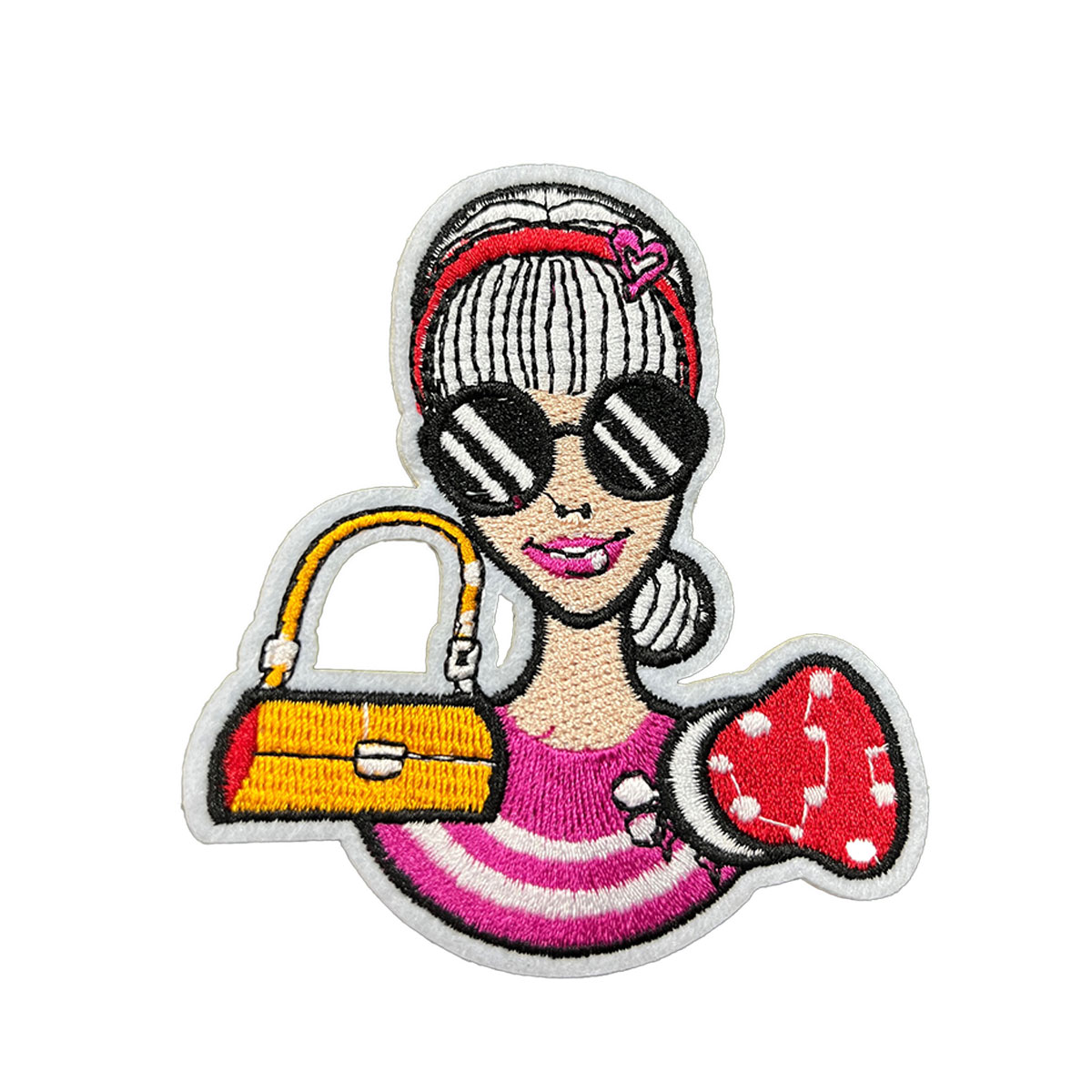 ワッペン アップリケ 刺繍 アイロン 接着 レトロ ガール 女の子