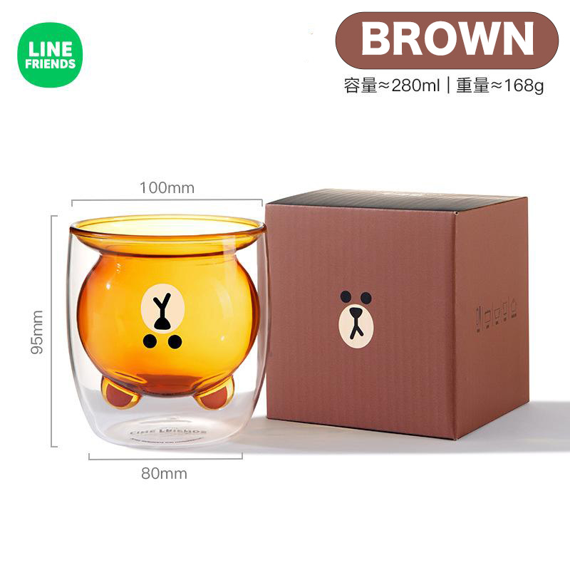 グラス くま ダブルウォールグラス 280ml LINE FRIENDS 2層構造