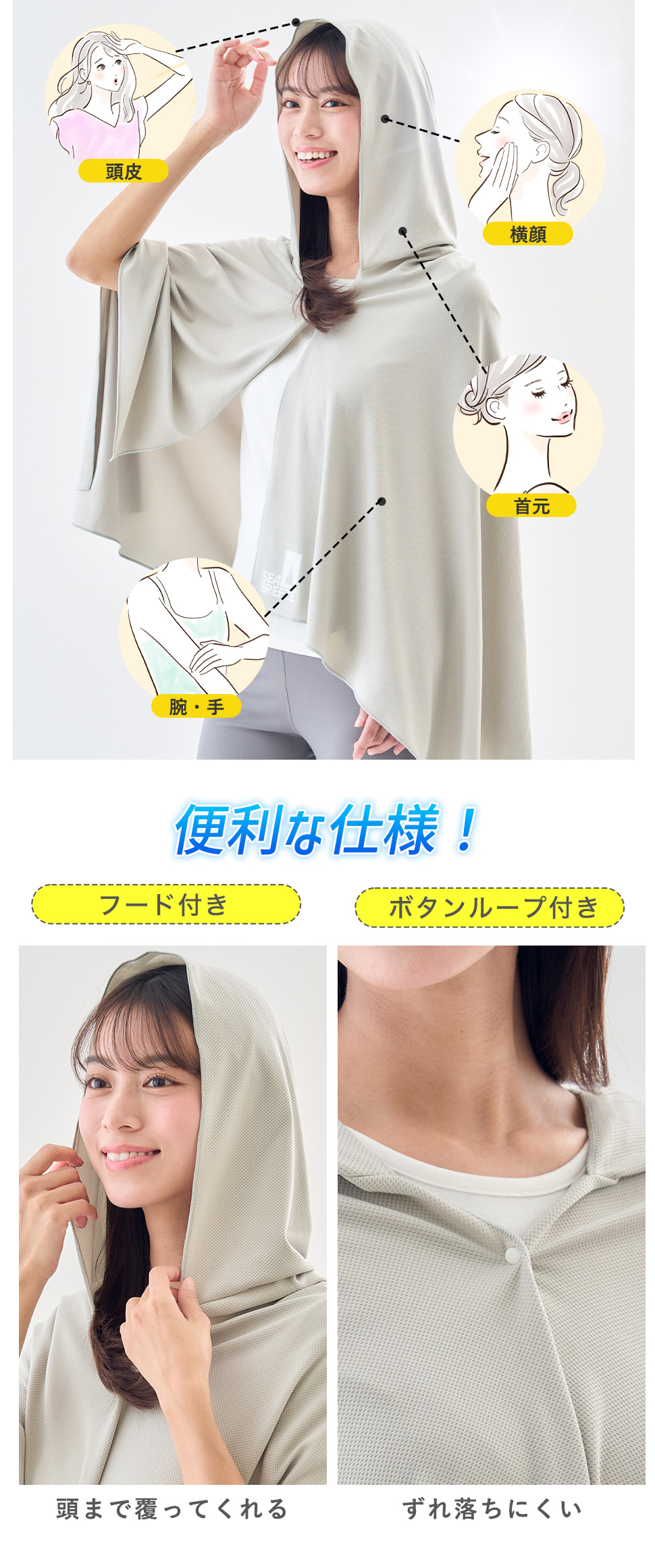 SEA BREEZE ポンチョ 70cm 1枚 シーブリーズ 熱中症対策 冷却 暑さ対策