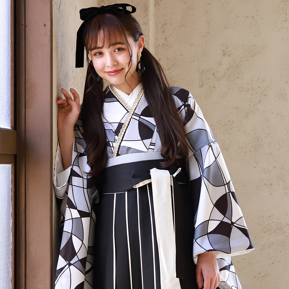色音 二尺袖 着物 単品 グラフィカルアート 袴 卒業式 レディース 女性 かわいい おしゃれ