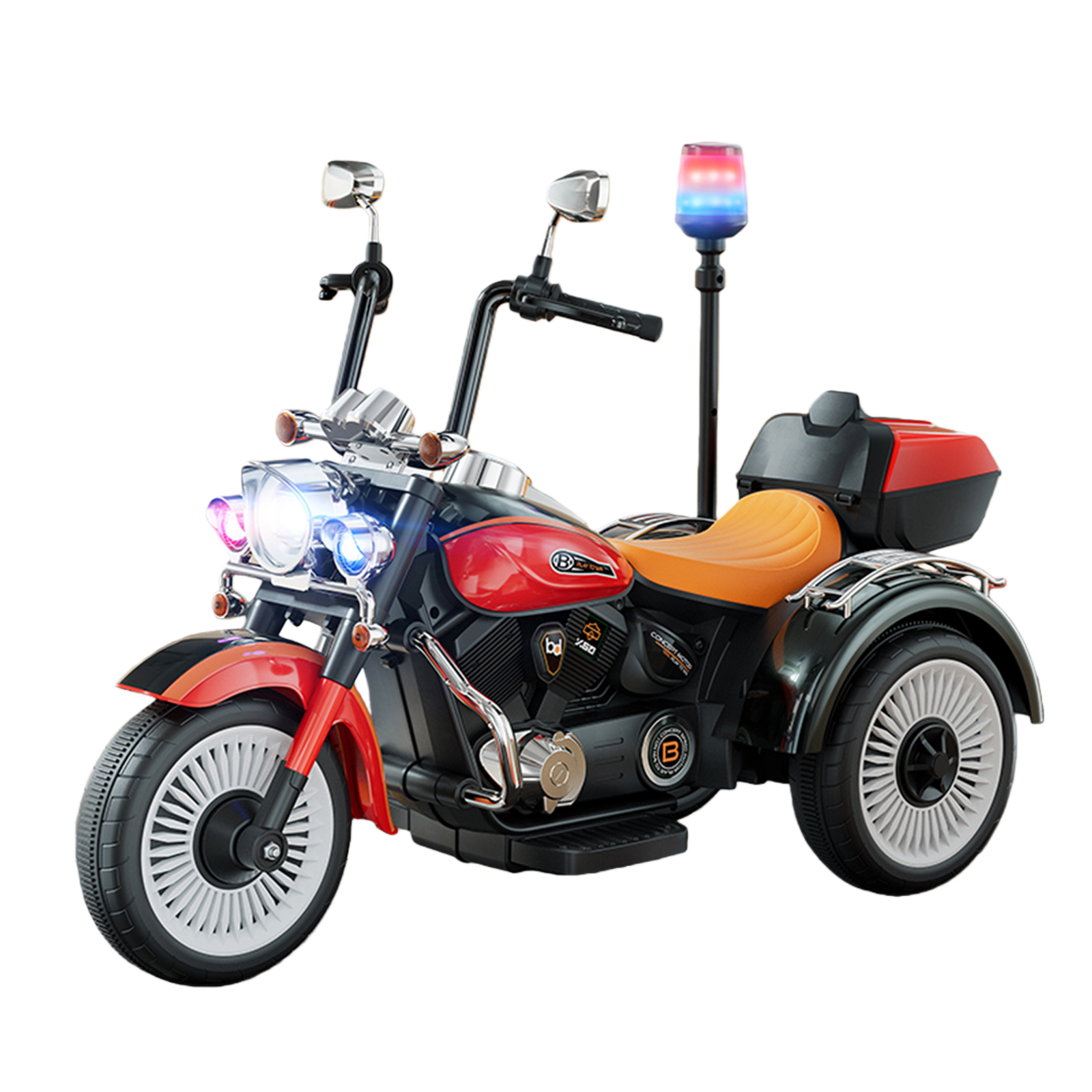 子供乗用三輪　電動バイク レッド 電動乗用パトロールバイク 電動三輪バイク 乗用玩具 子供用 3~6歳 大