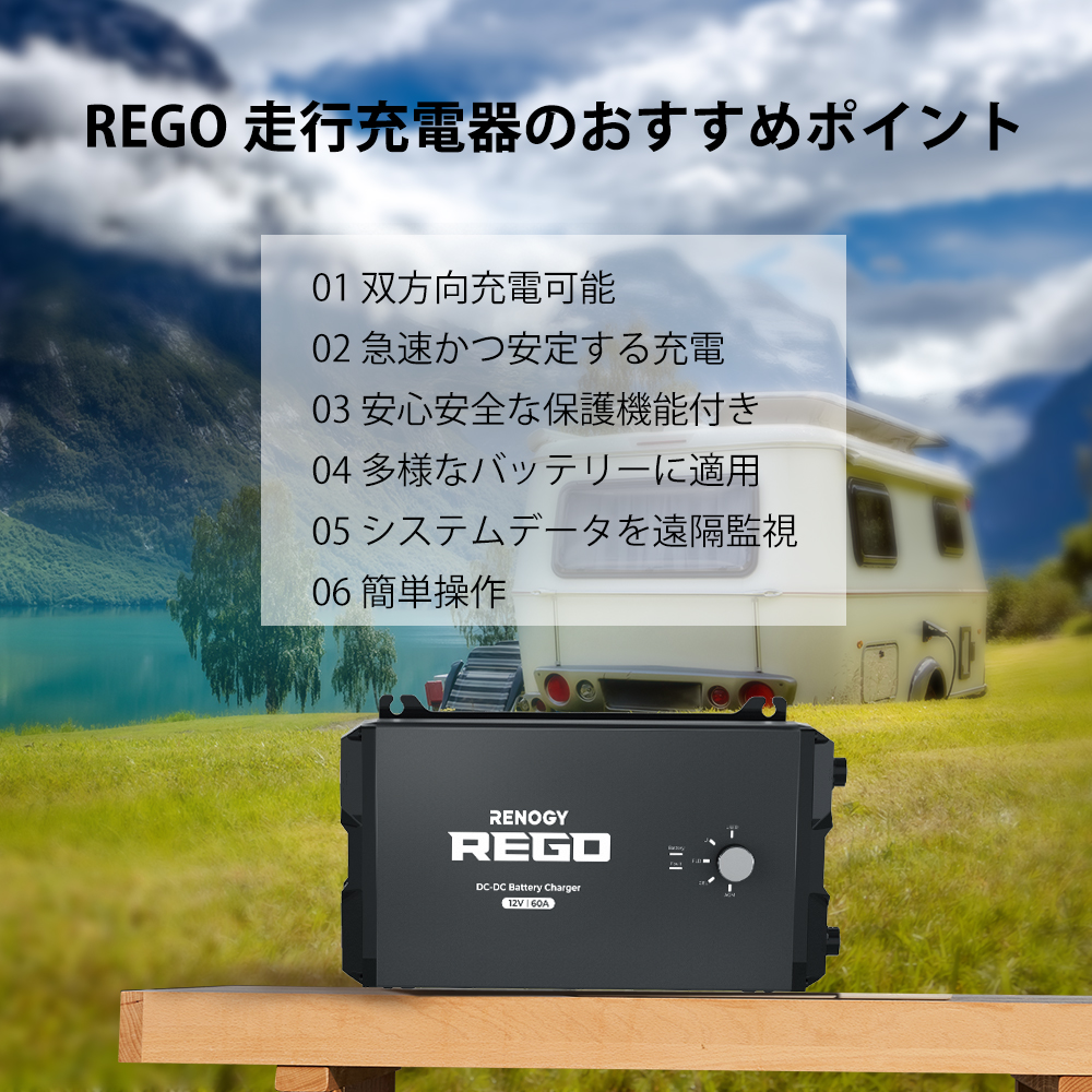 RENOGY REGOシリーズ 走行充電器 12V 60A Bluetooth内臓 急速安定充電