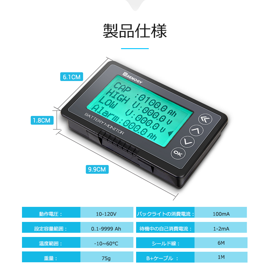 即発送可能 Renogy バッテリーモニター バッテリー電流計 バッテリー残量計 バッテリーメーター 電圧電流表示 売れ筋 Studiostodulky Cz