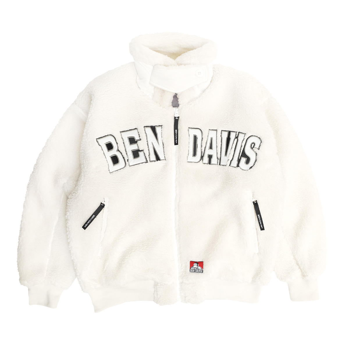 BEN DAVIS ボアジャケット ベンデイビス 2022AW スタンドカラー カレッジロゴ ワッペン 刺繍 シープボア ジャケット BEN-1951