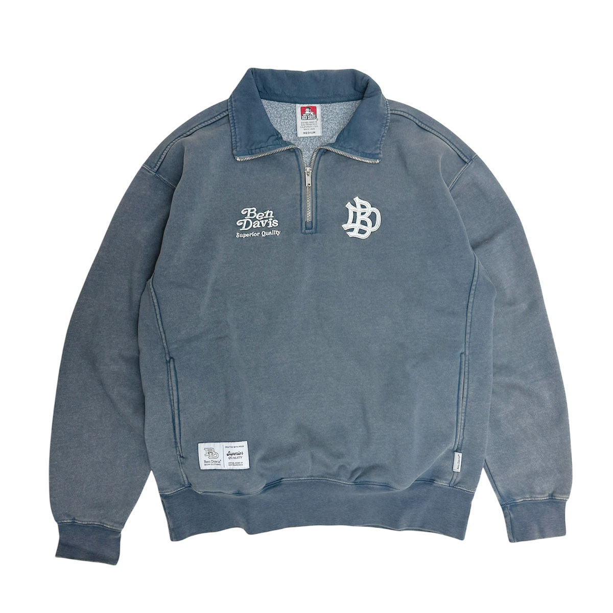 BEN DAVIS（ベンデイビス） スウェット ウォッシュ加工 ハーフジップ