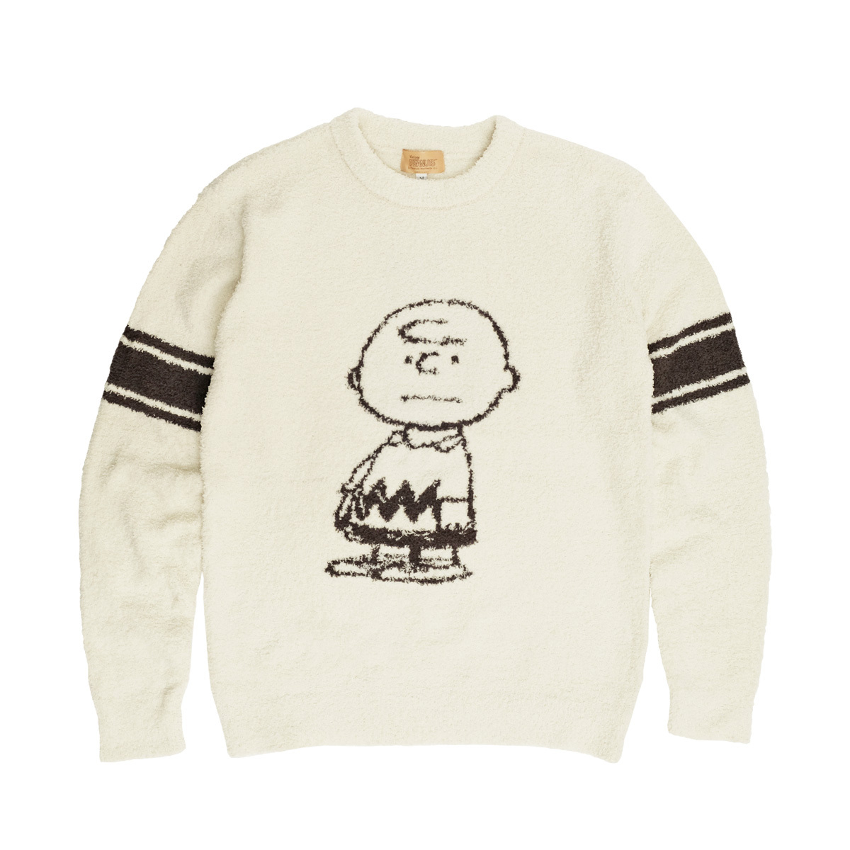 PEANUTSチャーリーブラウンモコモコトレーナー PEANUTS スヌーピー トレーナー SNOOPY フェイス 刺繍 ボアトレーナー