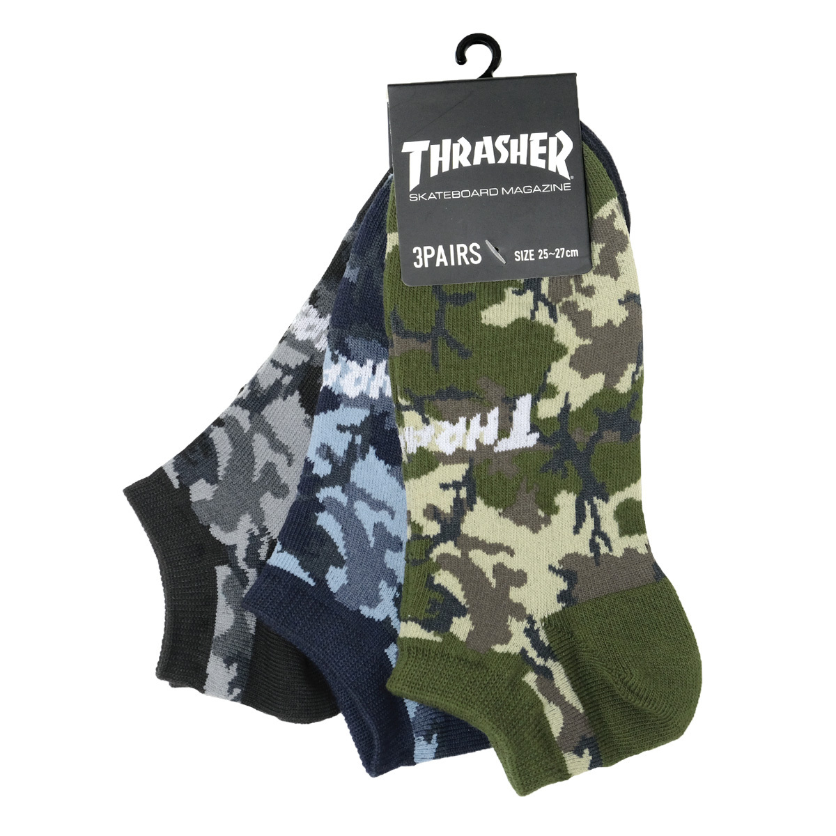 THRASHER（スラッシャー） アンクルソックス 3足セット カモフラ柄