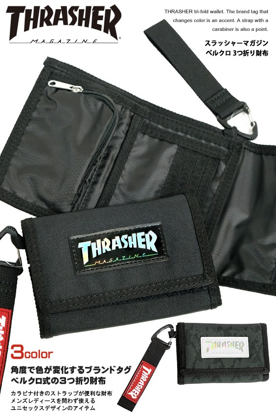 THRASHER（スラッシャー） 財布 マグロゴ ブランドタグ 三つ折り財布