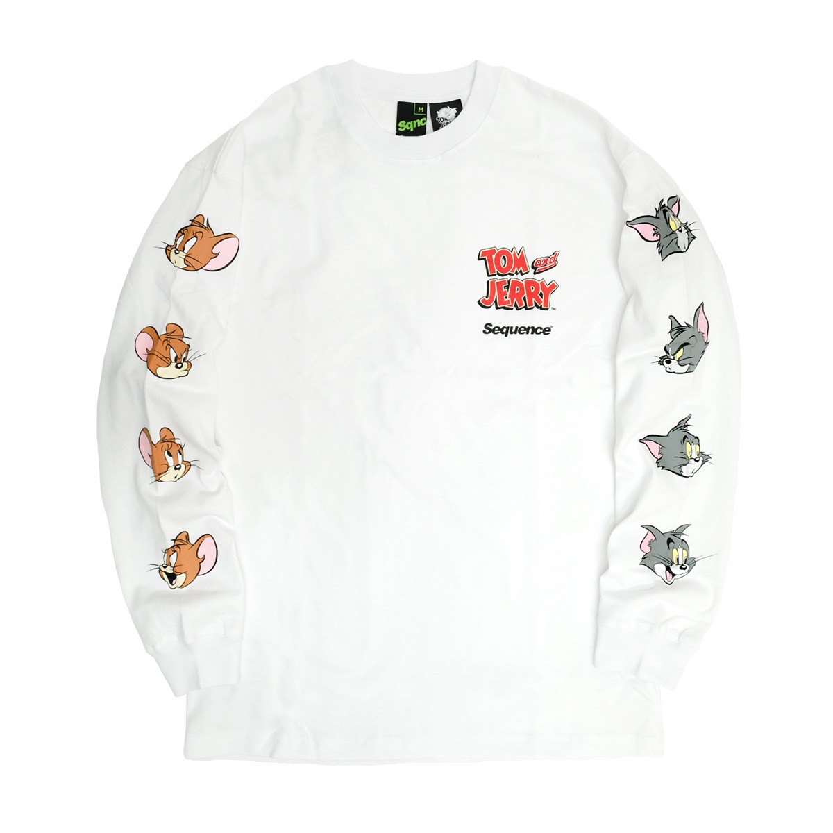 トムとジェリー Tシャツ TOM and JERRY Sequence 袖プリント 長袖Tシャツ トム ジェリー イラスト プリント ロンT  クルーネック キャラT TSL-148