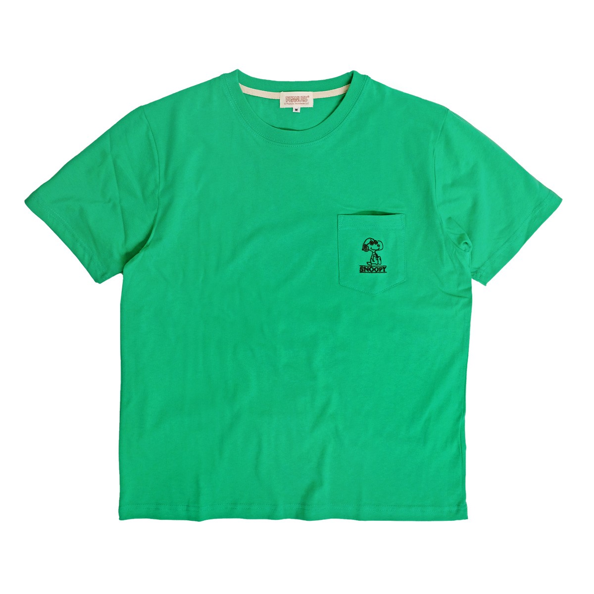 スヌーピー Tシャツ SNOOPY 刺繍 胸ポケット付き 半袖Tシャツ PEANUTS ポケットTシャツ クルーネック ユニセックス TSS-418