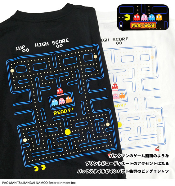 PAC-MAN Tシャツ パックマン メイズ プリント ビッグTシャツ メンズ
