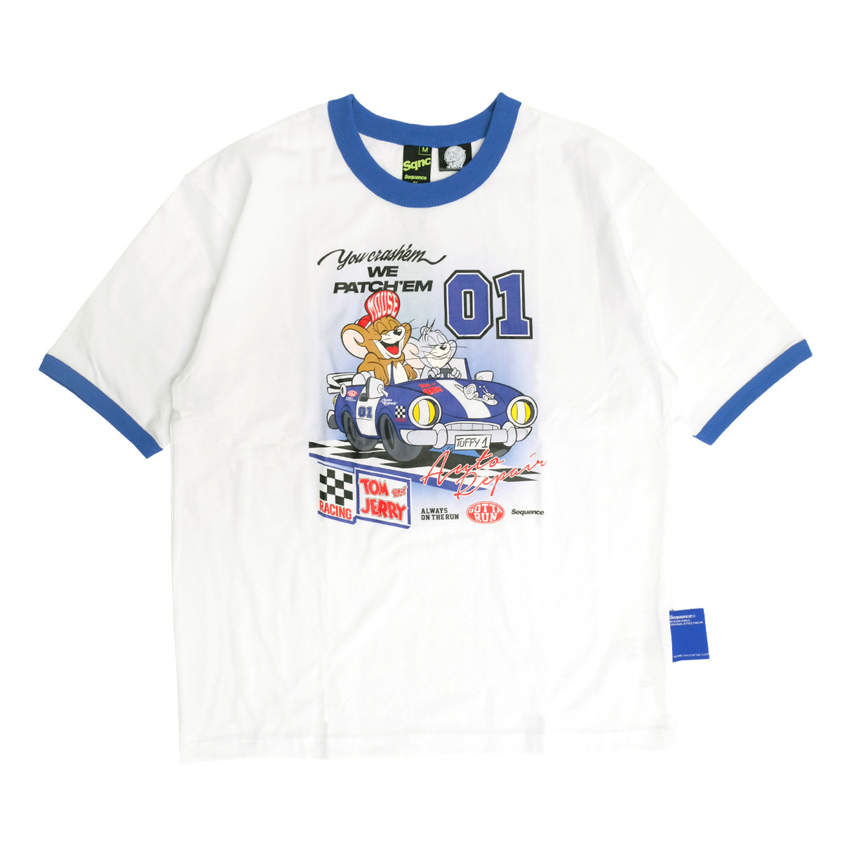 トムとジェリー Tシャツ TOM and JERRY Sequence 2022 ジェリー タフィー プリント 半袖Tシャツ リンガーTシャツ メンズ  ユニセックス トムジェリ TSS-552