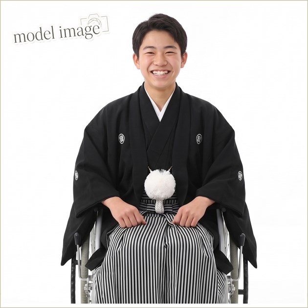 車いす チャック式 簡単着付け 男性 紋付袴 成人式 卒業式 羽織袴