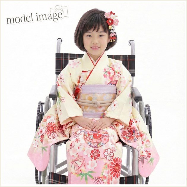 車椅子 5歳〜7歳 女の子 七五三 感動楽チャック着物レンタル czj5001