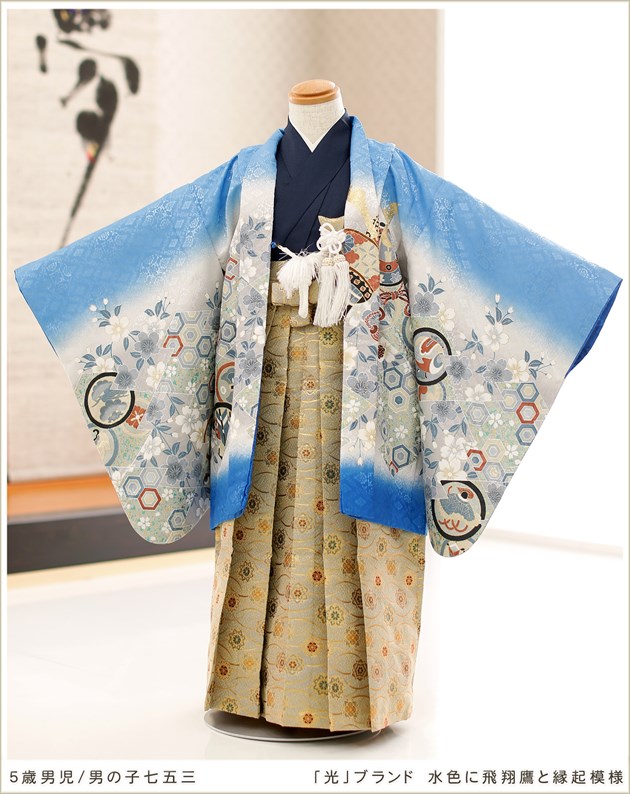 5歳 男の子 着物レンタル 七五三 d5163 子供着物 袴 フルセット 人気