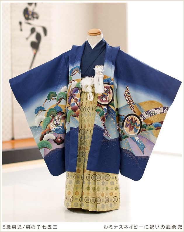 5歳 男の子 着物レンタル 七五三 d5169 子供着物 袴 フルセット 人気