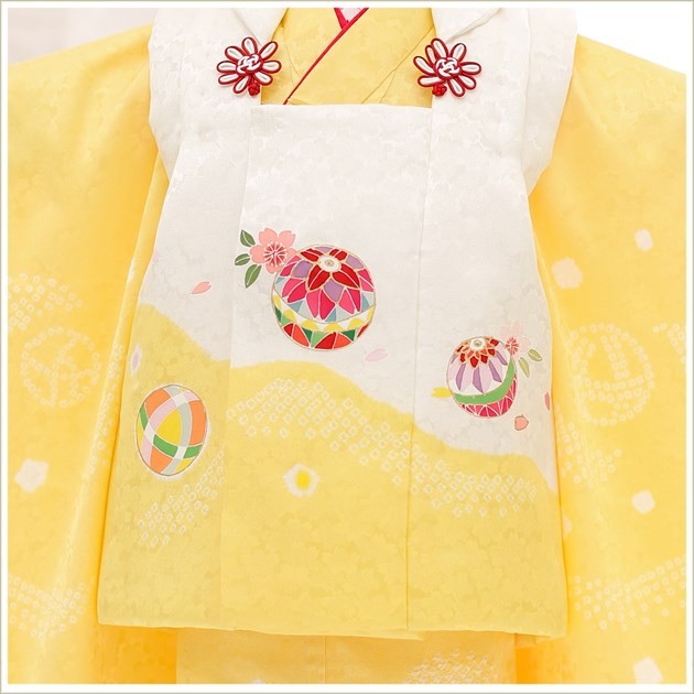美品★ 正絹　七五三　3歳黄色いお着物セット 3歳女の子正絹七五三着物レンタル（被布セット）｜人気で