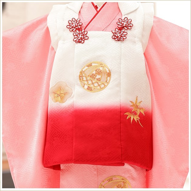 3歳女の子 正絹 着物 七五三レンタル 被布セット f1514 子供着物 人気