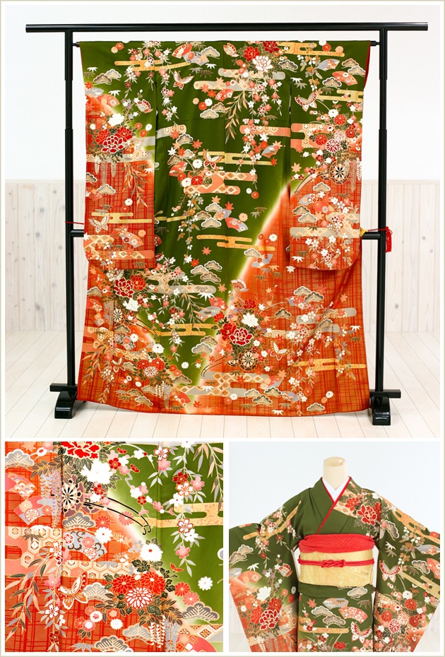 レトロ　時代物　中振袖　小さめサイズ　お値打ち品　大幅お値下げ rental-poem_fb1077s