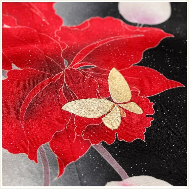 【豪華美品】引き振袖　お引きずり　和装婚　前撮り　朱色花柄 豪華美品】引き振袖 お引きずり 和装婚 前撮り 朱色花柄 - メルカリ