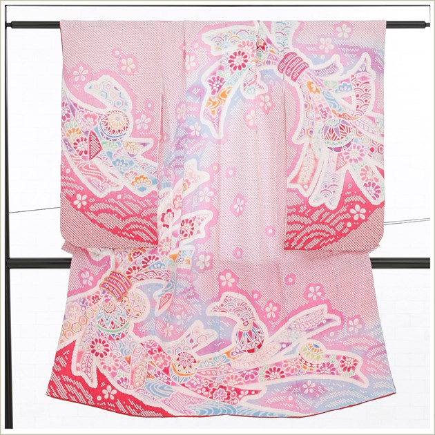 7歳 女の子 七五三 正絹 着物レンタル j7365 フルセット 上質 753 子供